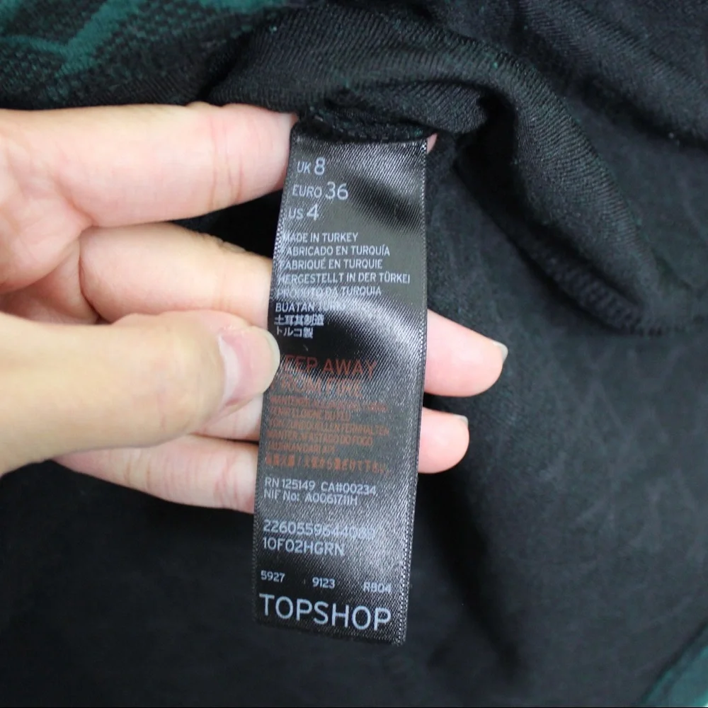 Topshop Geo Print Notch Overlay 3/4 Sleeve Mini Dress - Picture 6 of 14
